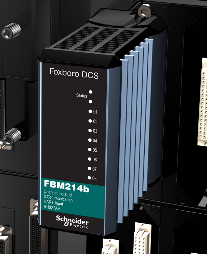 The FBM214b HART Communication Input Module contains eight 4 to 20 mA individually isolated analog input channels. It supports any mix of standard 4-20 mA devices and HART devices.